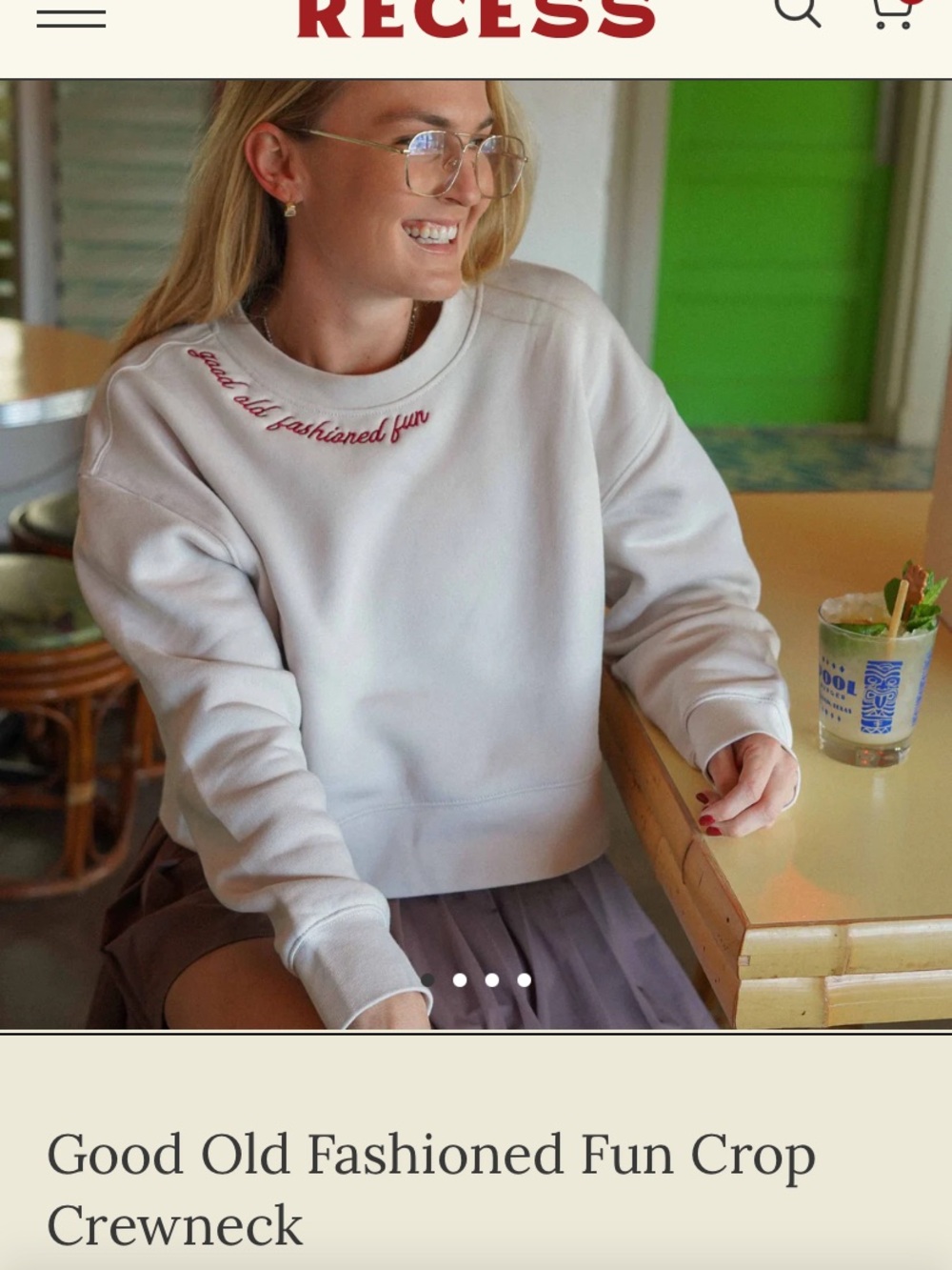 Recess Pickleball Good Old Fashioned Fun Crop Crewneck